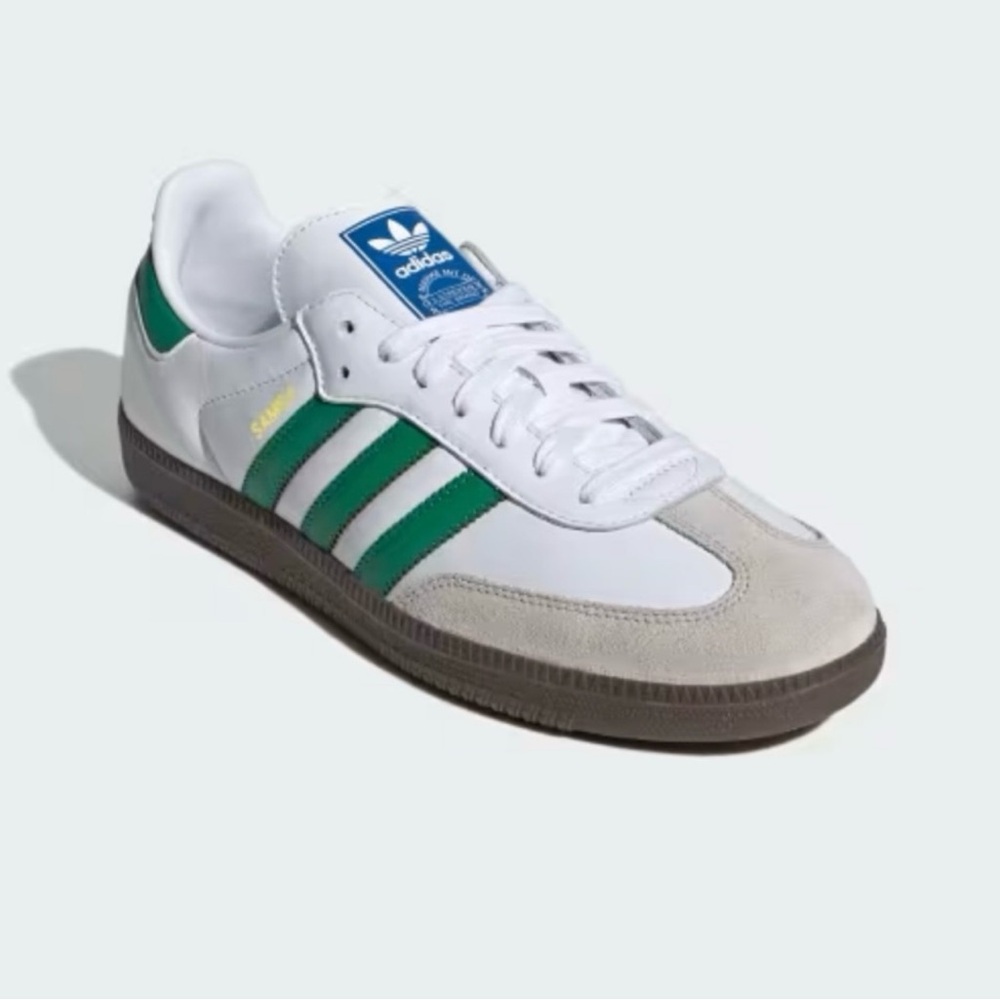 Adidas White and Green Classic Sneakers